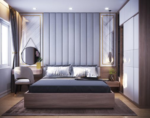 Thiết kế nội thất căn hộ chung cư 2 phòng ngủ phong cách hiện đại.